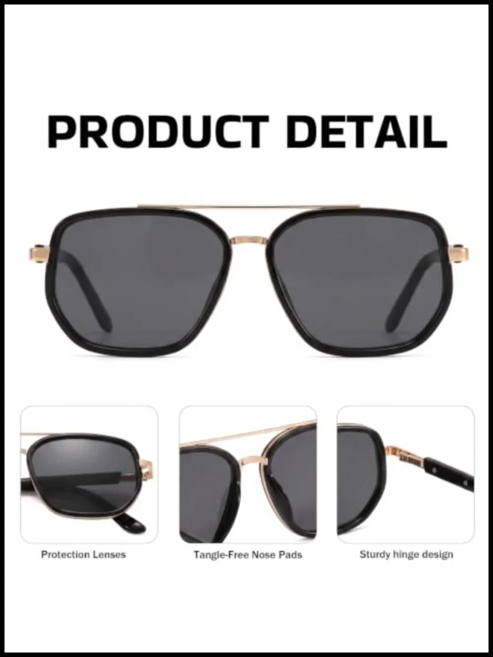 Polarized Aviator Sunglasses TR90 Frame Double Bridge Pilot UV400